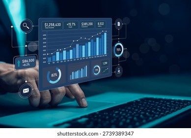 Digital instrumentpanel med stapeldiagram för analys av företagets ekonomi